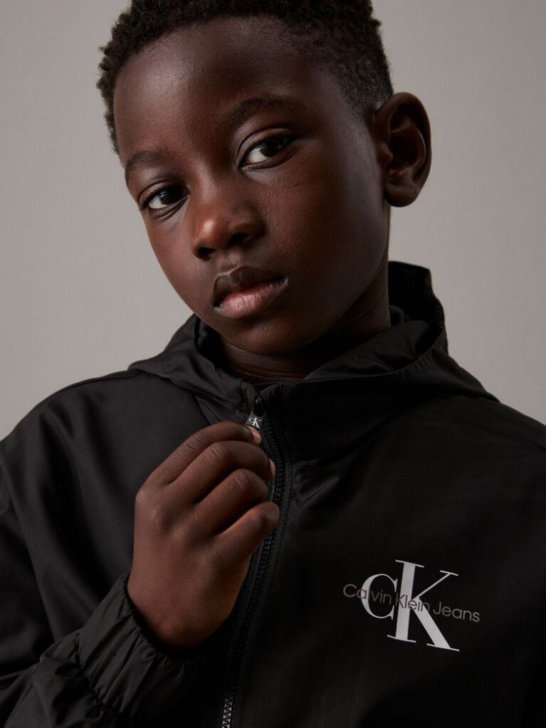 Black Hooded Windbreaker  Boys