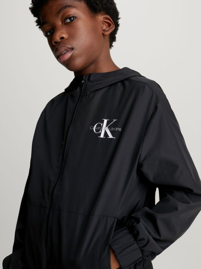 Black Hooded Windbreaker  Boys