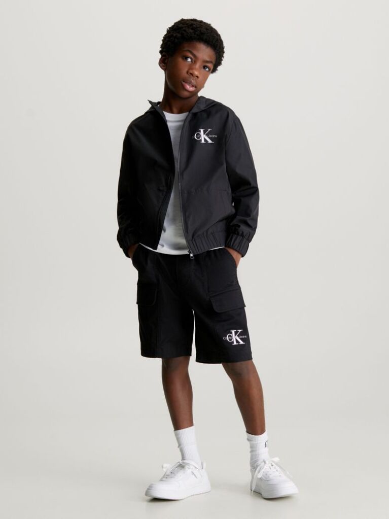 Black Hooded Windbreaker  Boys