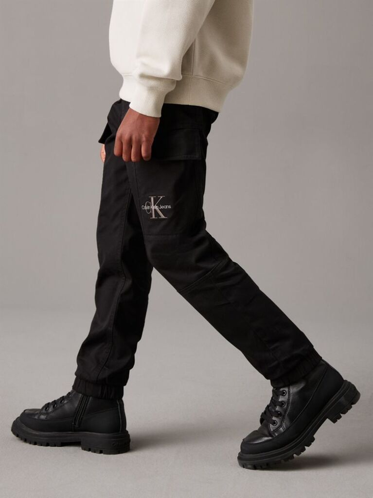 Black Woven Cargo Trousers  Boys