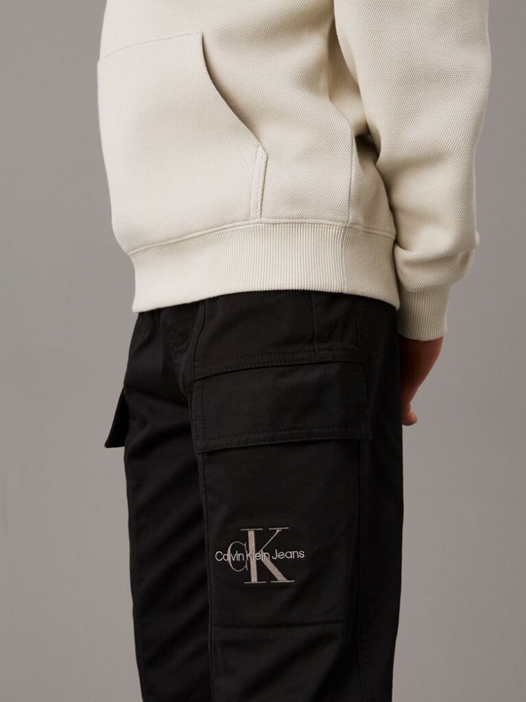 Black Woven Cargo Trousers  Boys