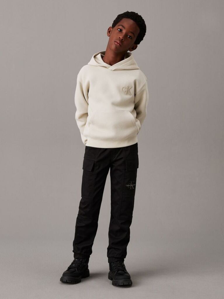 Black Woven Cargo Trousers  Boys