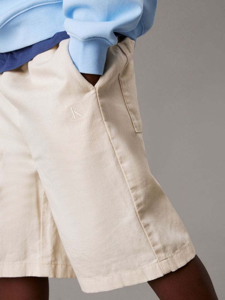 Beige Relaxed Linen Blend Shorts  Boys