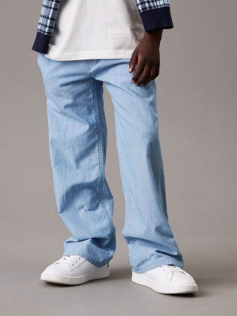 Blue Relaxed Chambray Chino Trousers  Boys