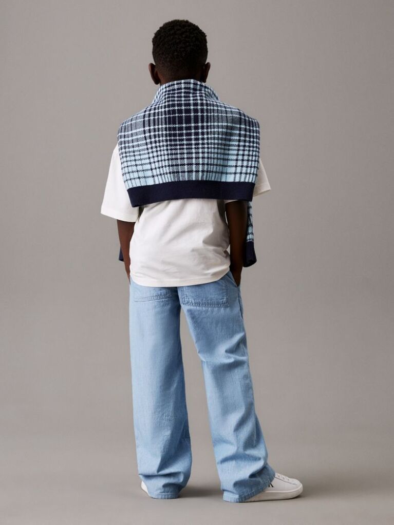 Blue Relaxed Chambray Chino Trousers  Boys