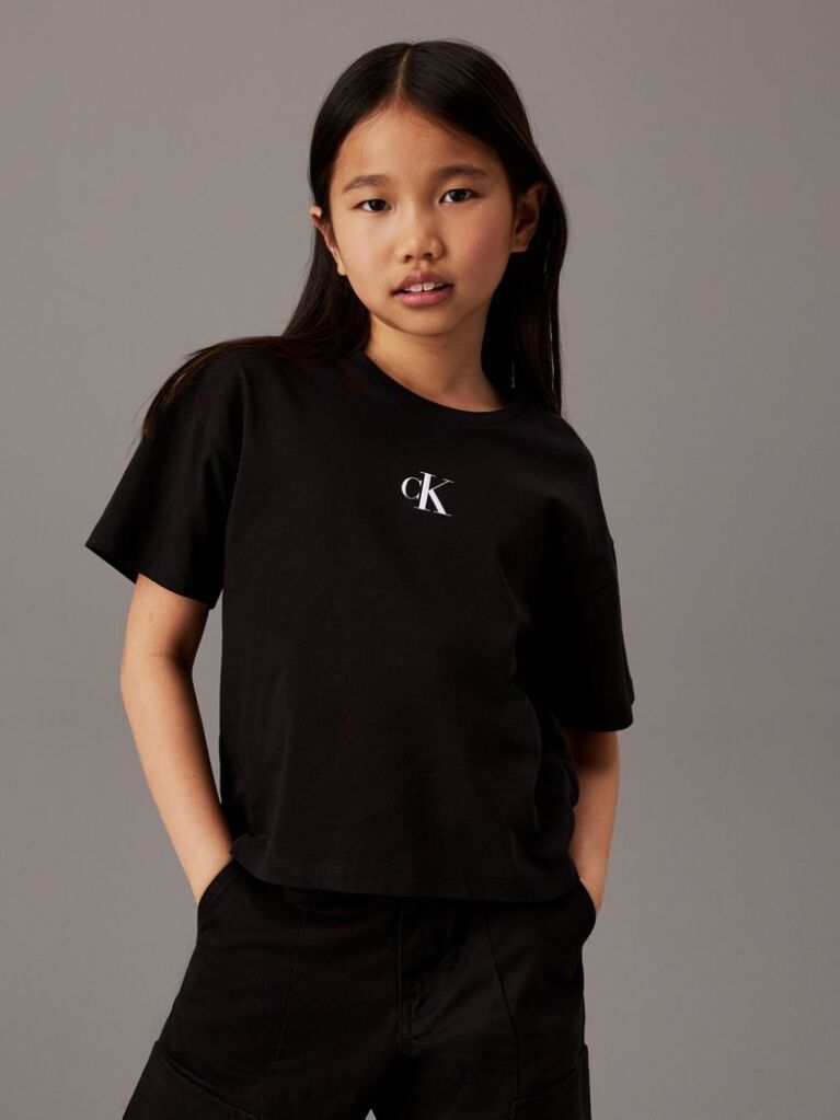 Black Kids' Boxy Cotton T-shirt  Girls