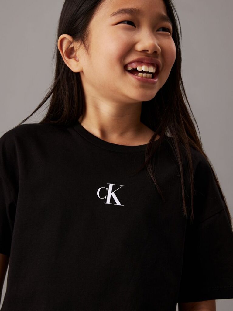 Black Kids' Boxy Cotton T-shirt  Girls