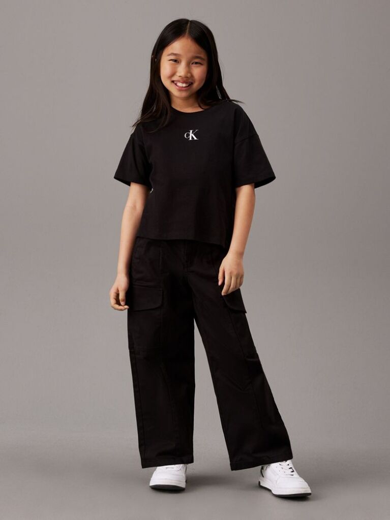 Black Kids' Boxy Cotton T-shirt  Girls