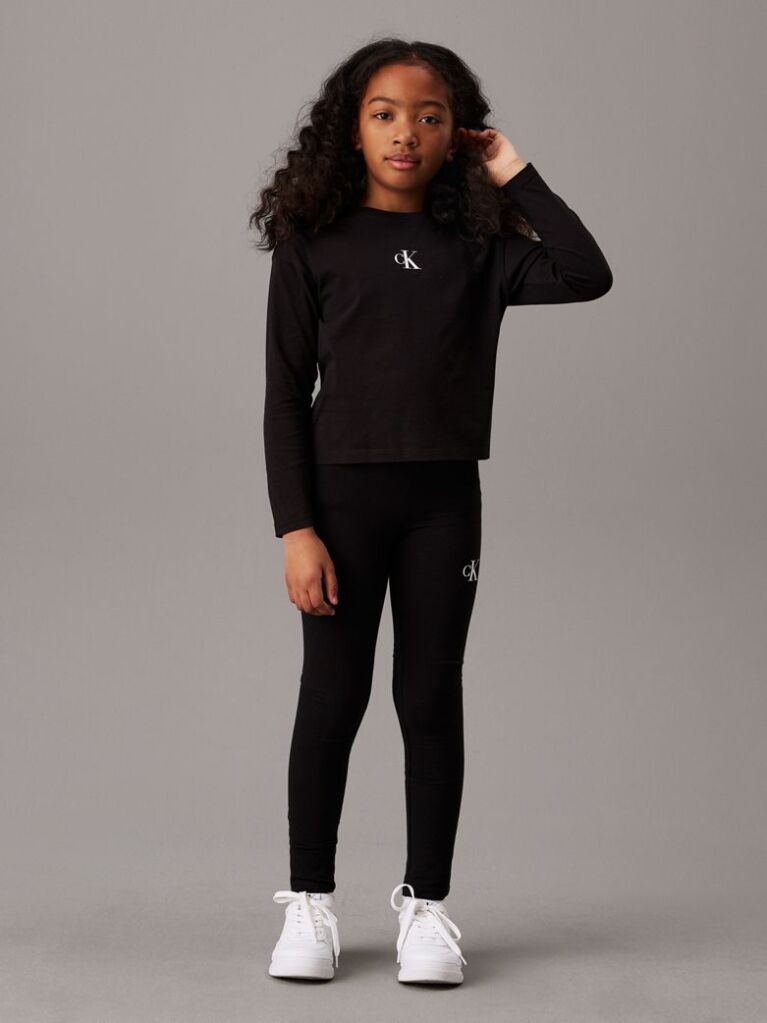 Black Slim Logo Leggings  Girls