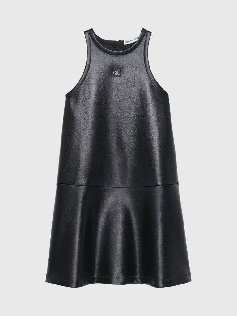 Black Coated Sleeveless Flared Dress  Girls