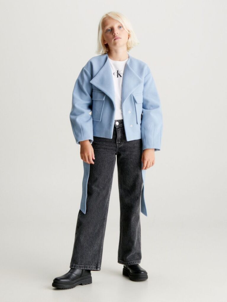 Blue Felt Wrap Jacket  Girls