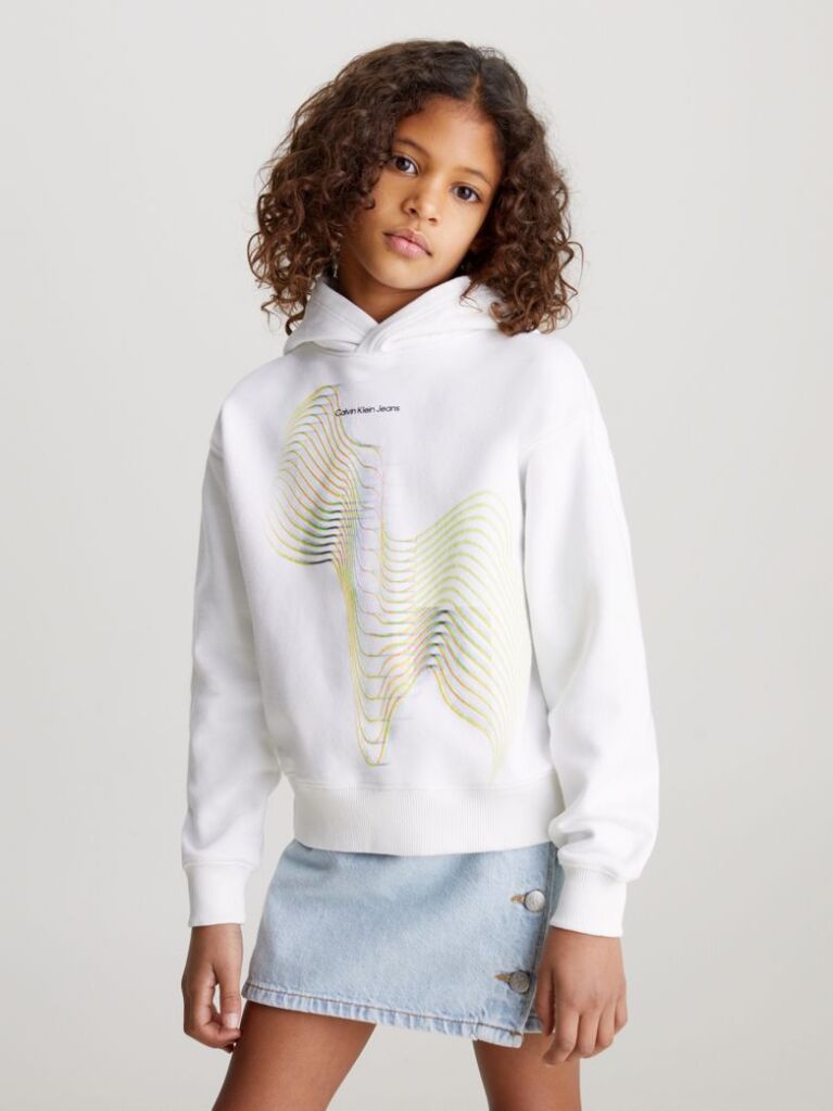 White Graphic Logo Hoodie  Girls
