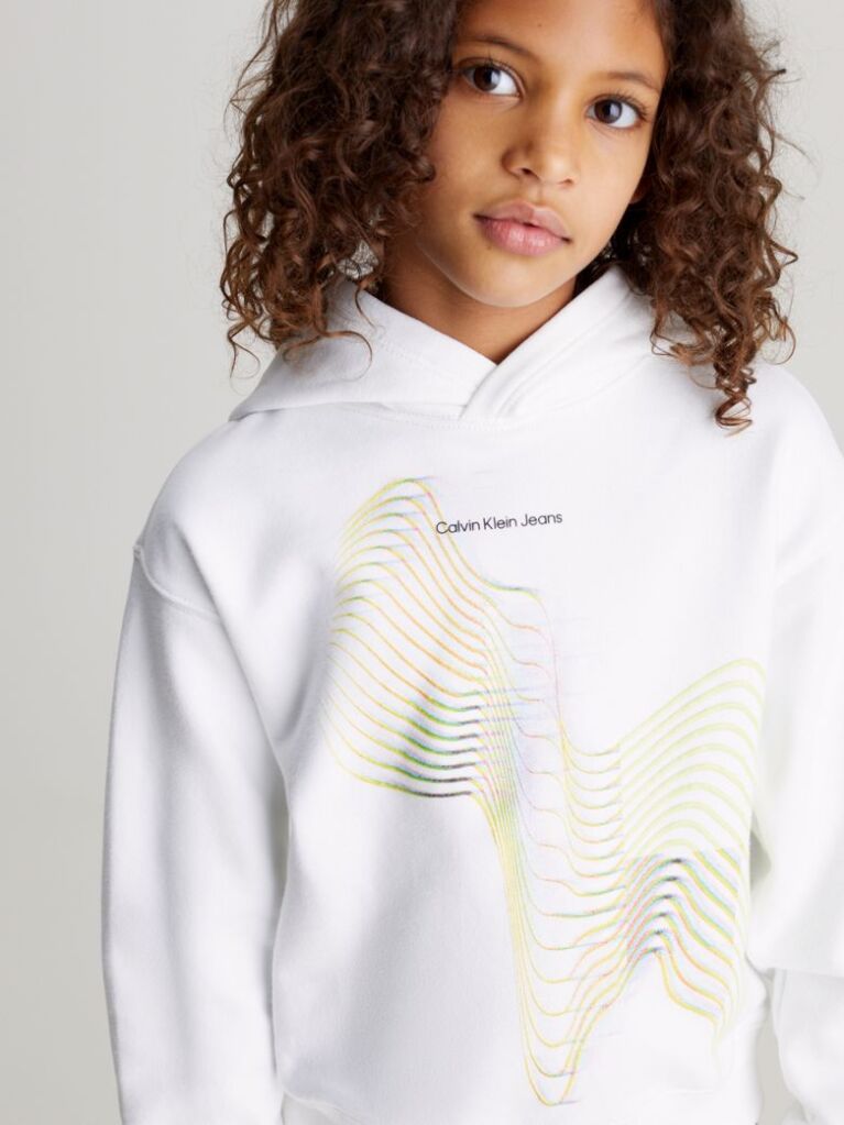 White Graphic Logo Hoodie  Girls