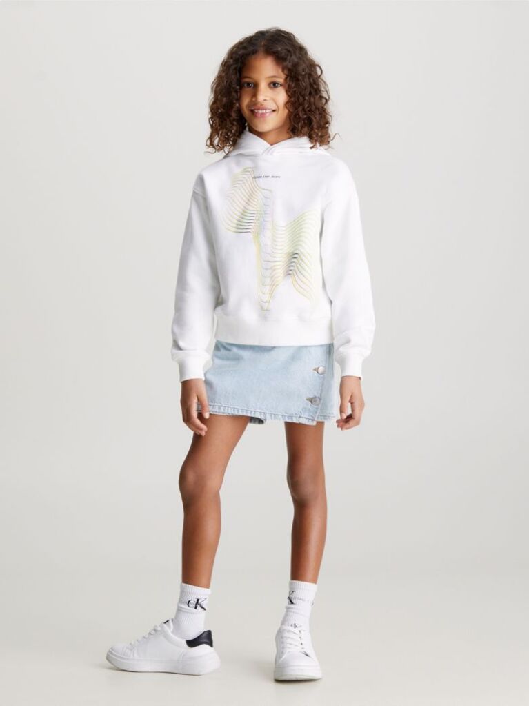 White Graphic Logo Hoodie  Girls