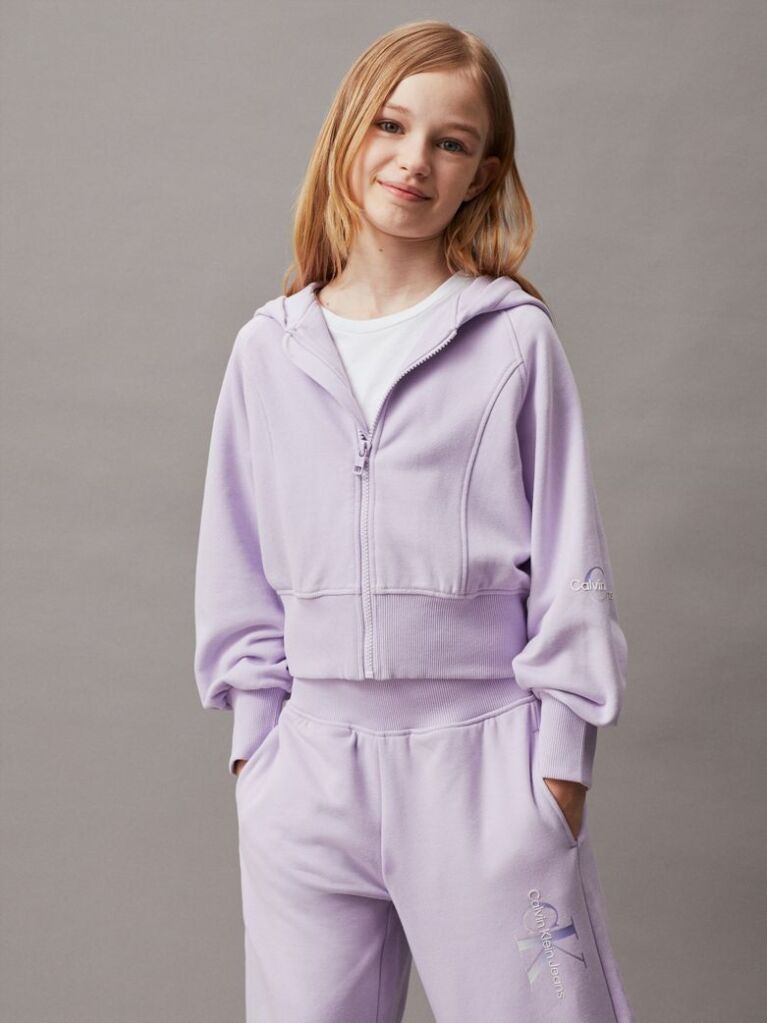 Purple Zip Through Hoodie  Girls