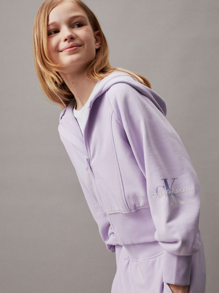 Purple Zip Through Hoodie  Girls