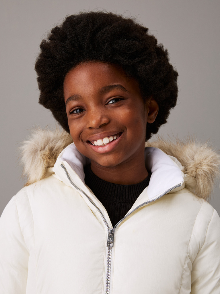 White Belted Puffer Jacket  Girls