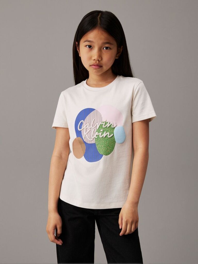 Μπεζ Άνετο T-Shirt Με Πολύχρωμο Σχέδιο  Κορίτσι