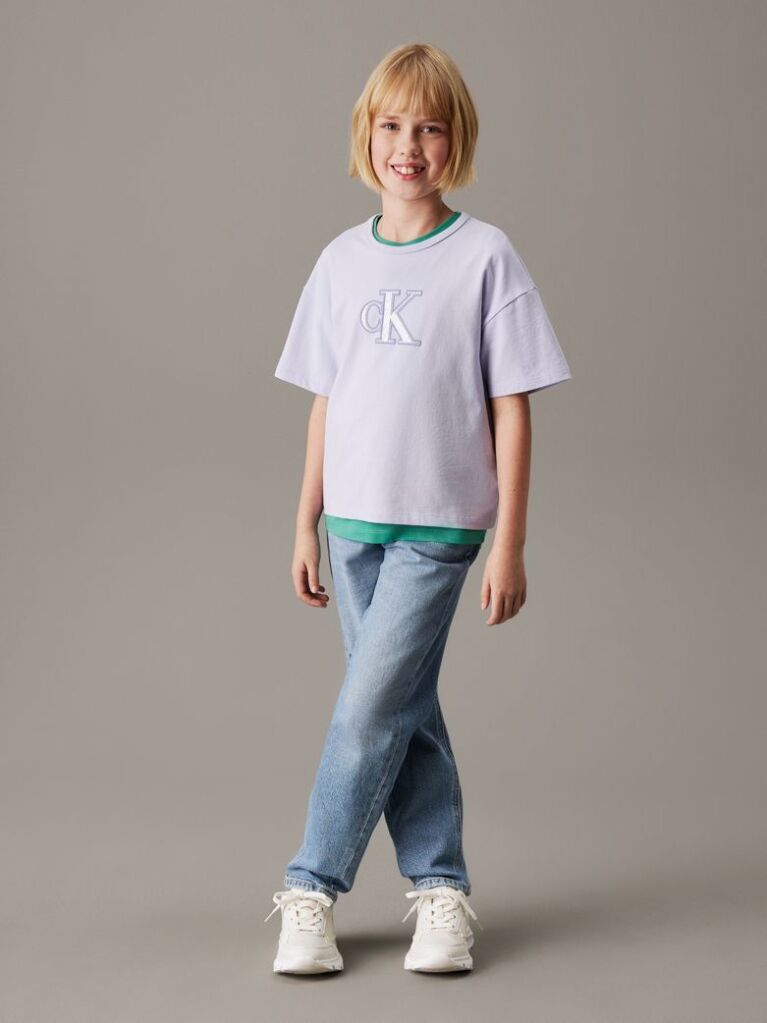 Μοβ T-shirt Με Λογότυπο Σε Boxy Γραμμή  Κορίτσι