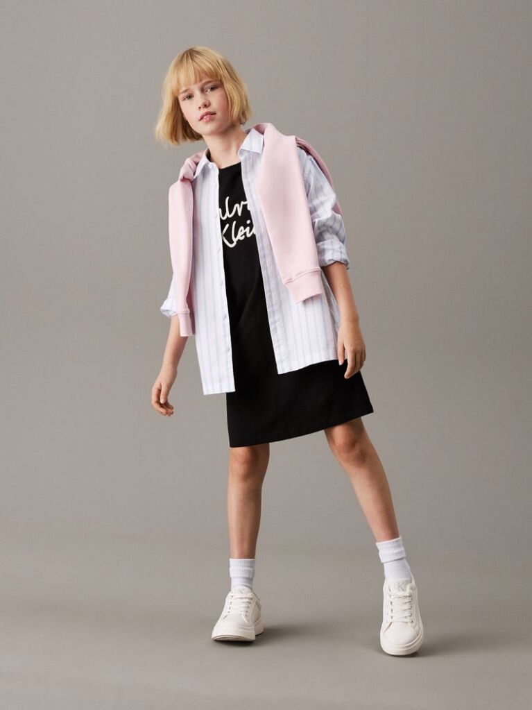 Μαύρο Oversized T-shirt Φόρεμα Με Λογότυπο  Κορίτσι
