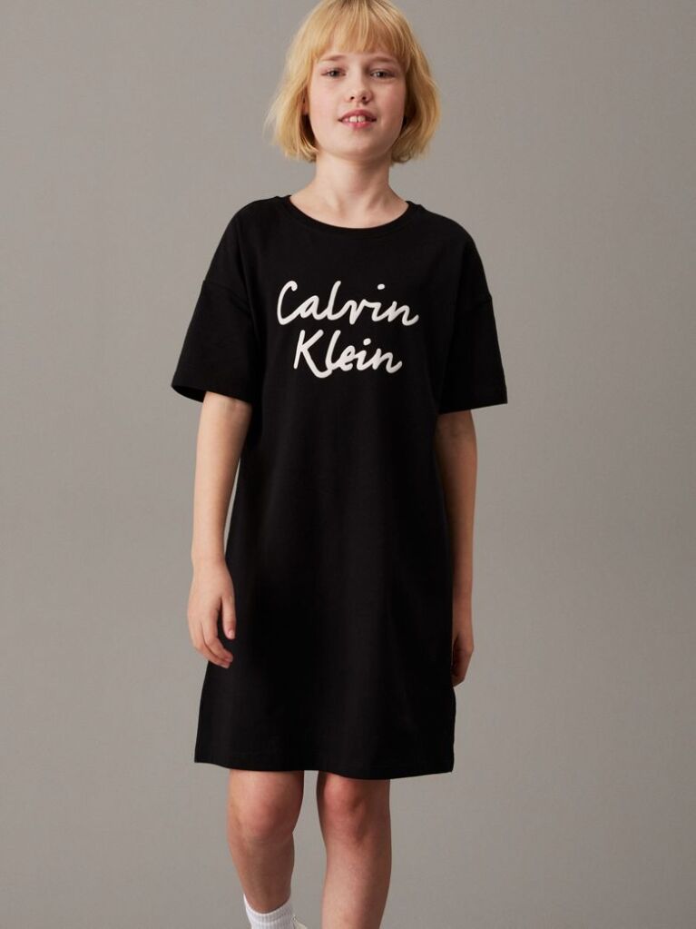 Μαύρο Oversized T-shirt Φόρεμα Με Λογότυπο  Κορίτσι