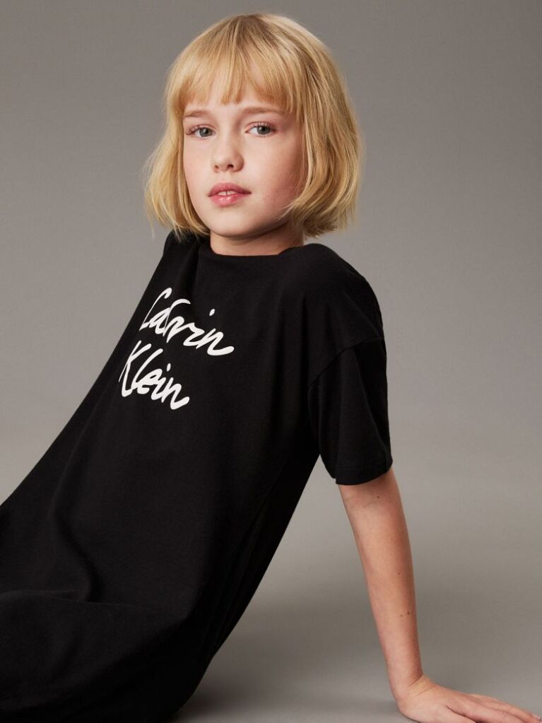 Μαύρο Oversized T-shirt Φόρεμα Με Λογότυπο  Κορίτσι