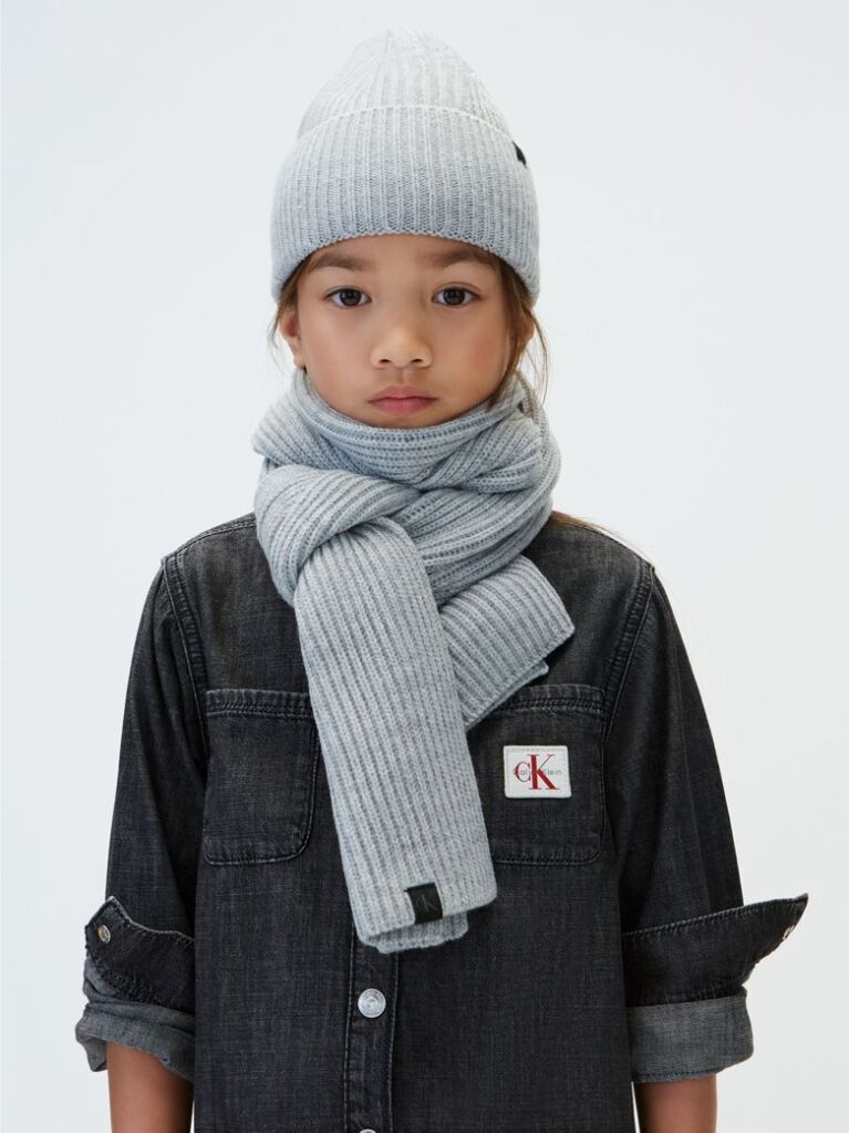 Grey Kids' Scarf & Beanie Set  Kids Unisex