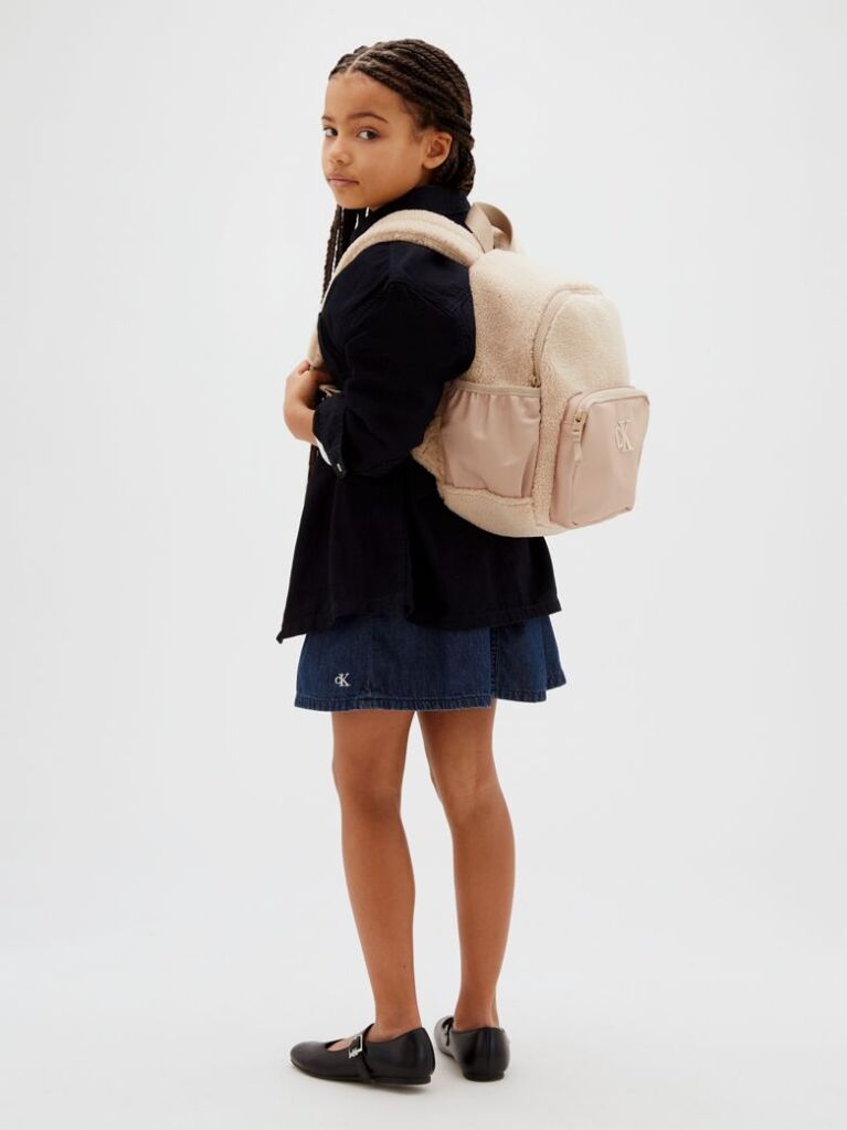 Beige Teddy Medium Backpack  Kids Unisex