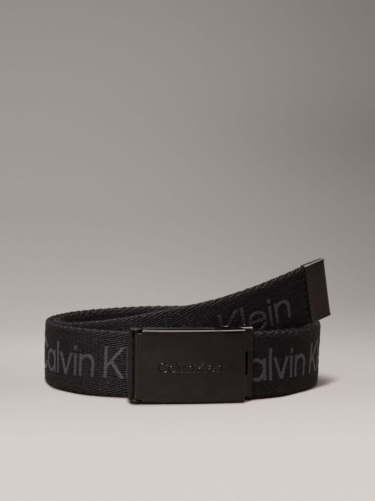 Black Unisex Canvas Logo Belt  Kids Unisex