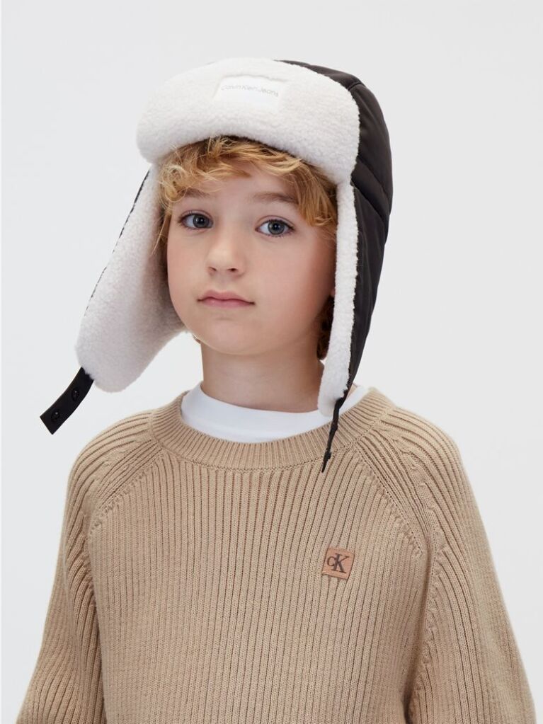 Μαύρο Παιδικό Καπέλο Trapper Από Teddy  Παιδικό Unisex