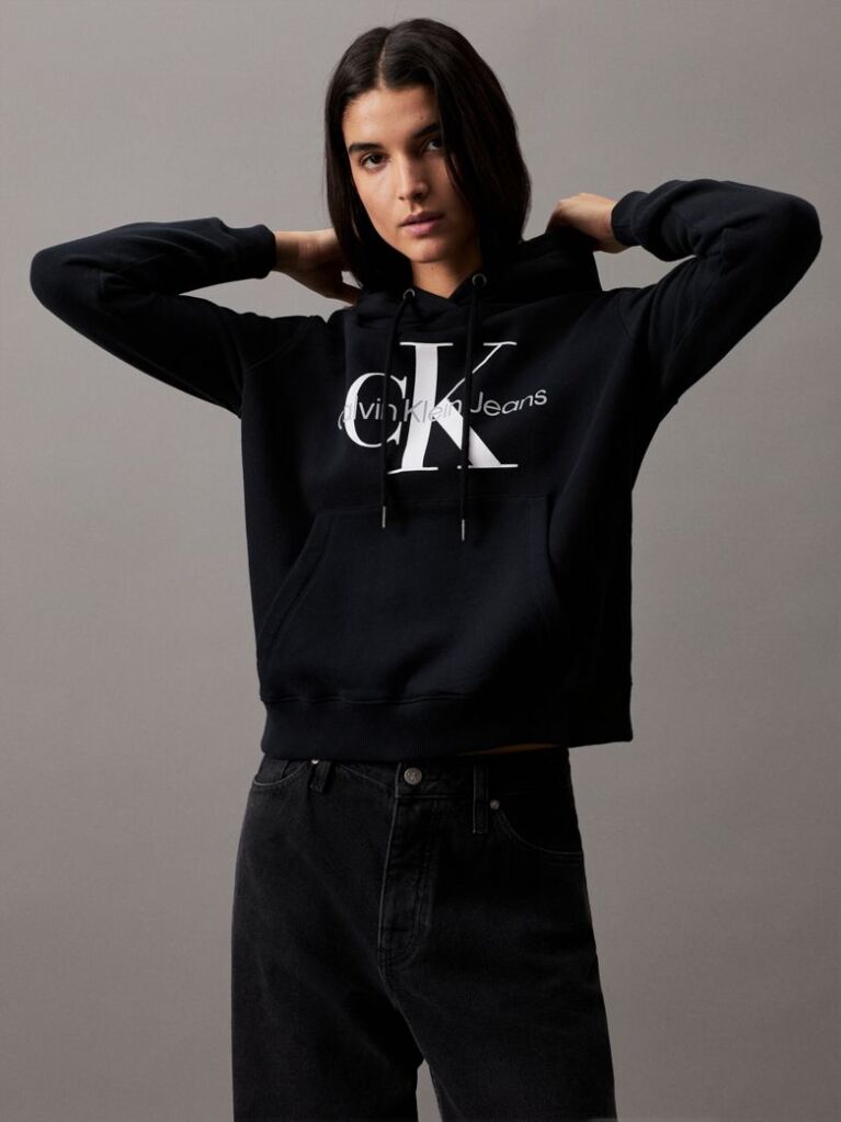 Μαύρο Hoodie Με Μονόγραμμα  Γυναίκα