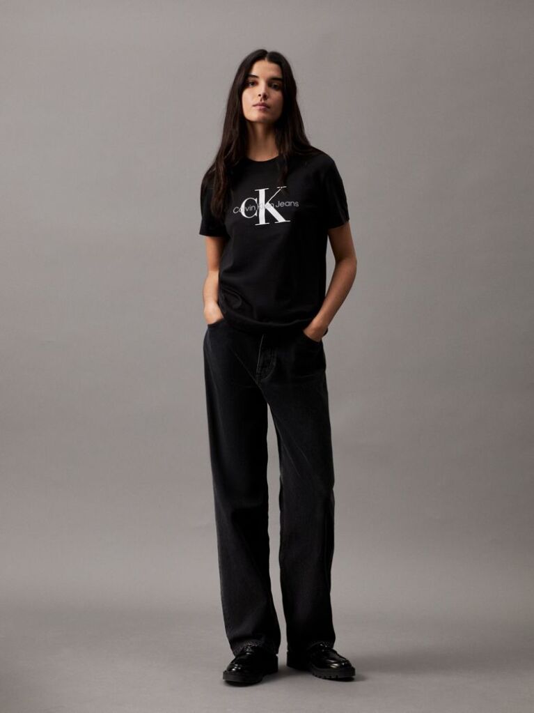 Μαύρο T-Shirt Με Μονόγραμμα  Γυναίκα