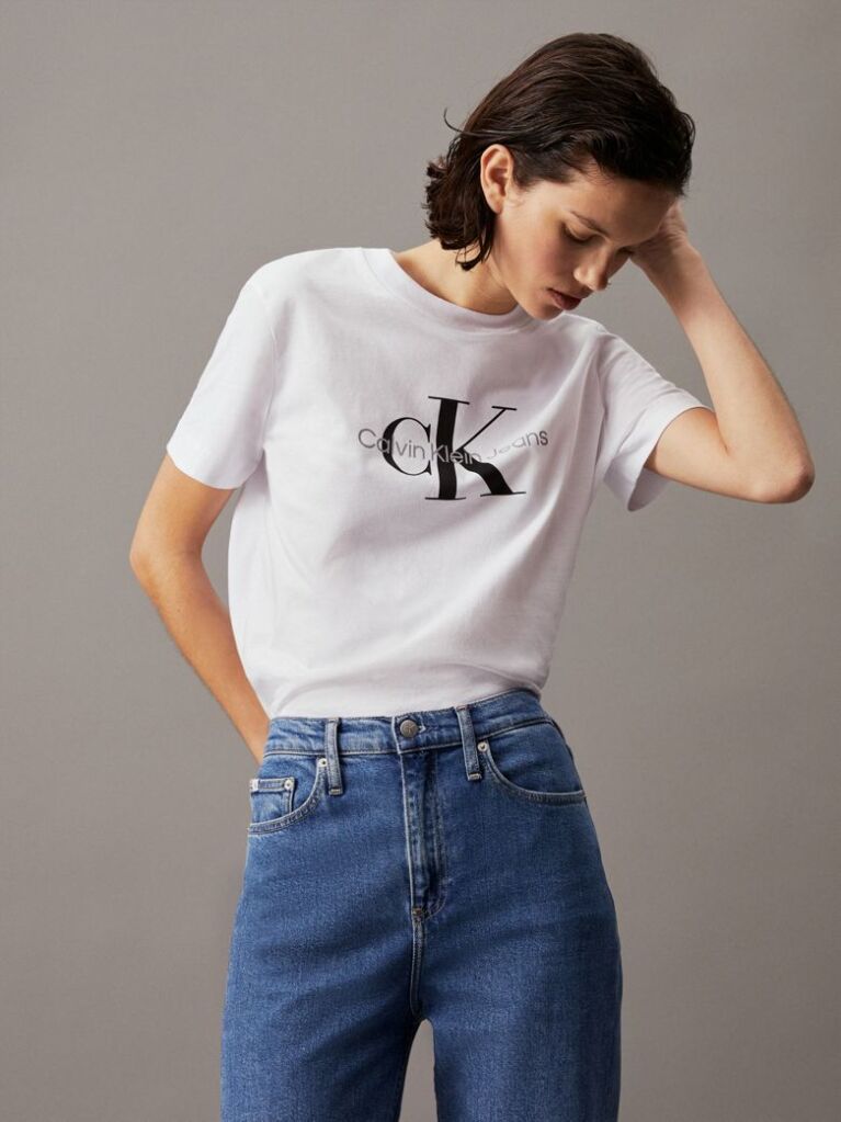Λευκό T-Shirt Με Μονόγραμμα  Γυναίκα
