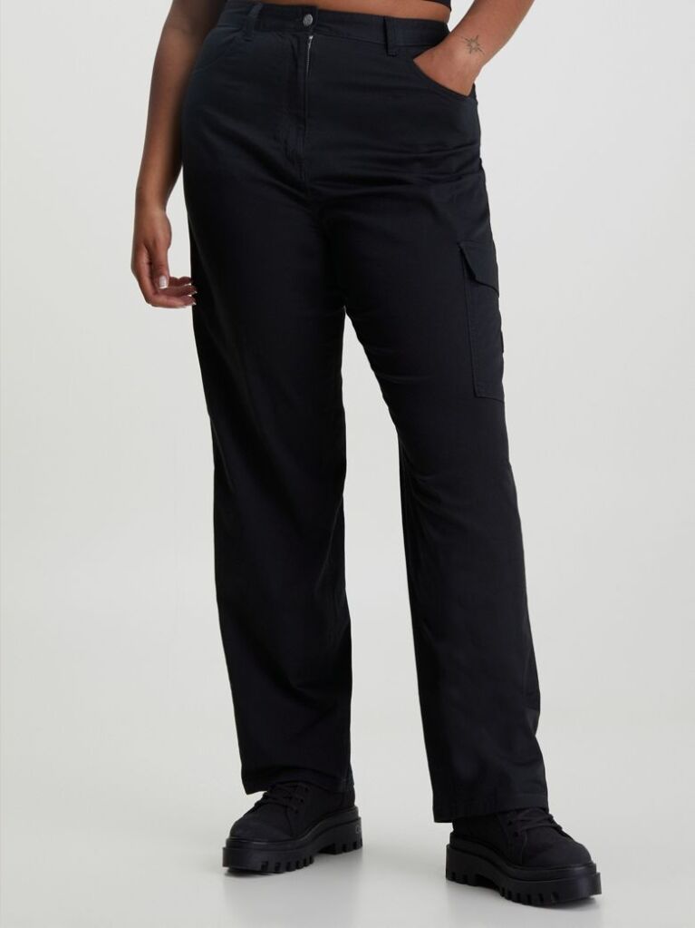 Black Cotton Twill Cargo Pants  Women