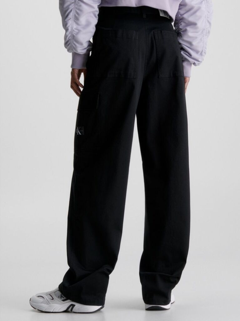 Black Cotton Twill Cargo Pants  Women