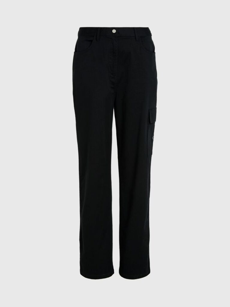 Black Cotton Twill Cargo Pants  Women