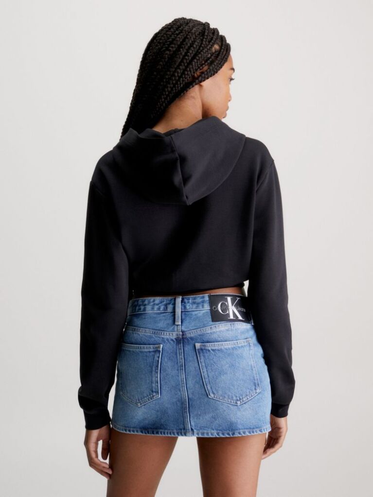 Black Cropped Wrap Hoodie  Women