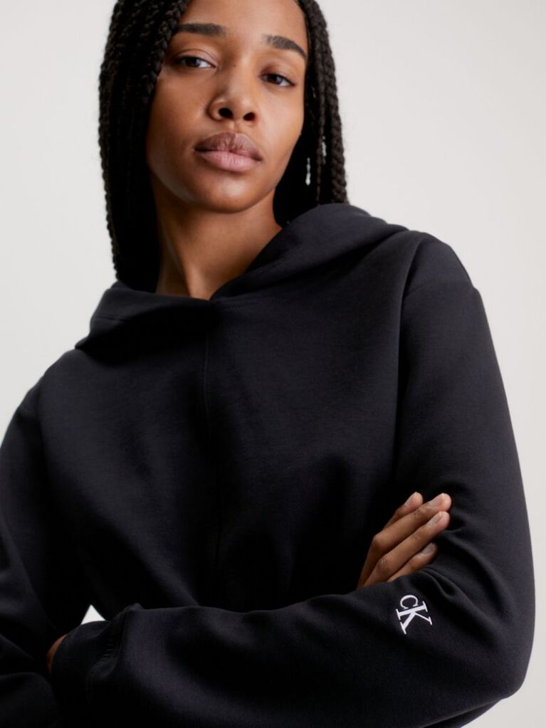 Black Cropped Wrap Hoodie  Women