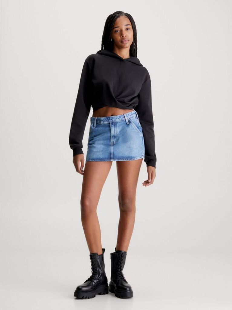 Black Cropped Wrap Hoodie  Women