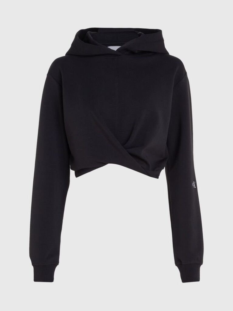Black Cropped Wrap Hoodie  Women