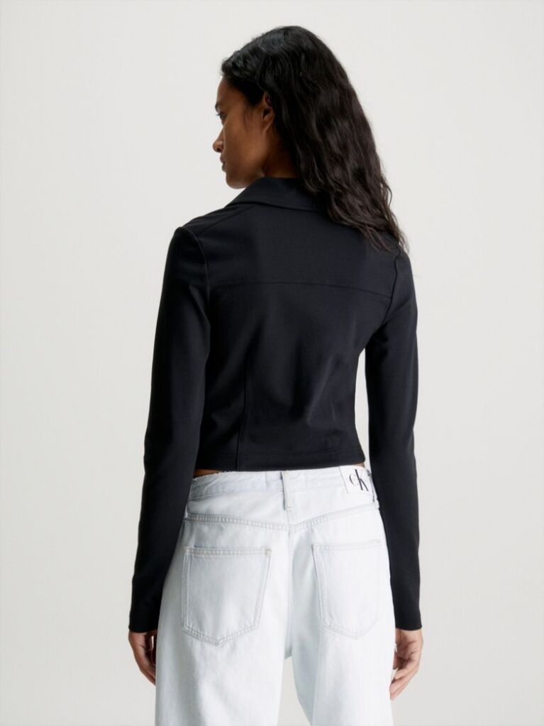Black Slim Milano Long Sleeve Polo Shirt  Women
