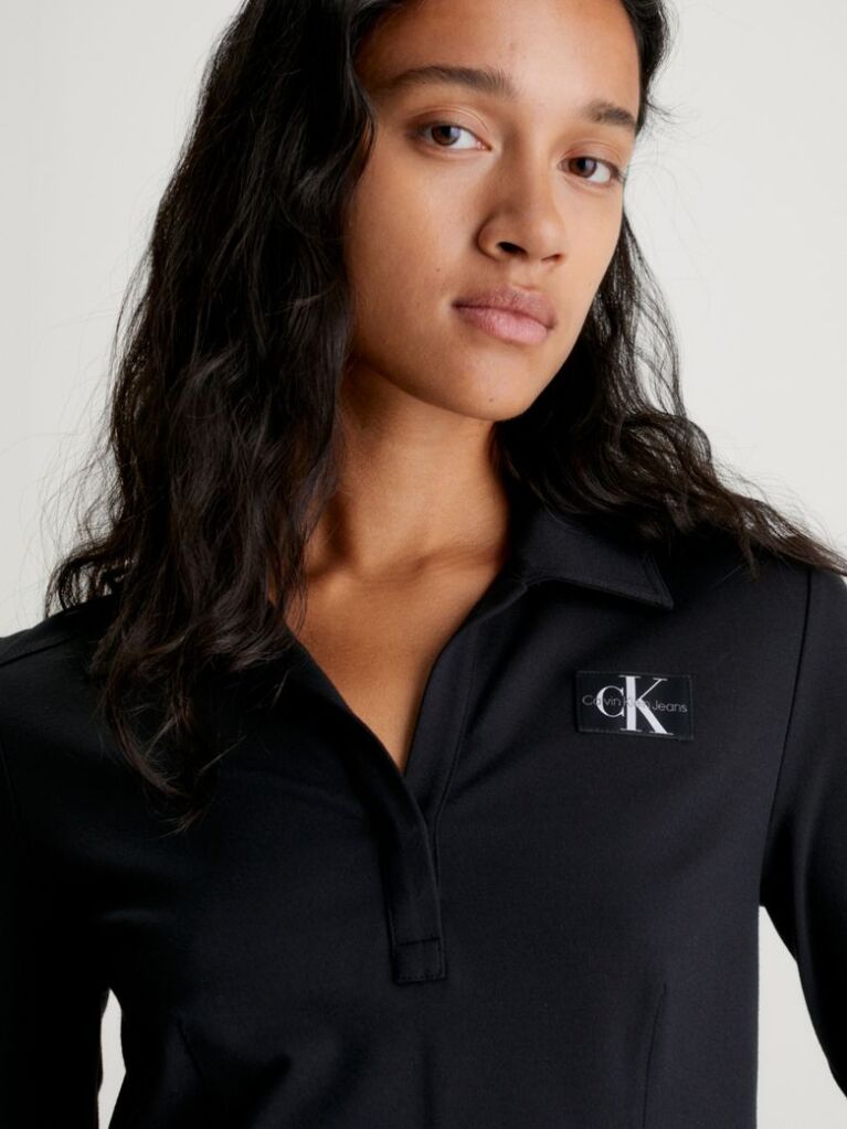 Black Slim Milano Long Sleeve Polo Shirt  Women