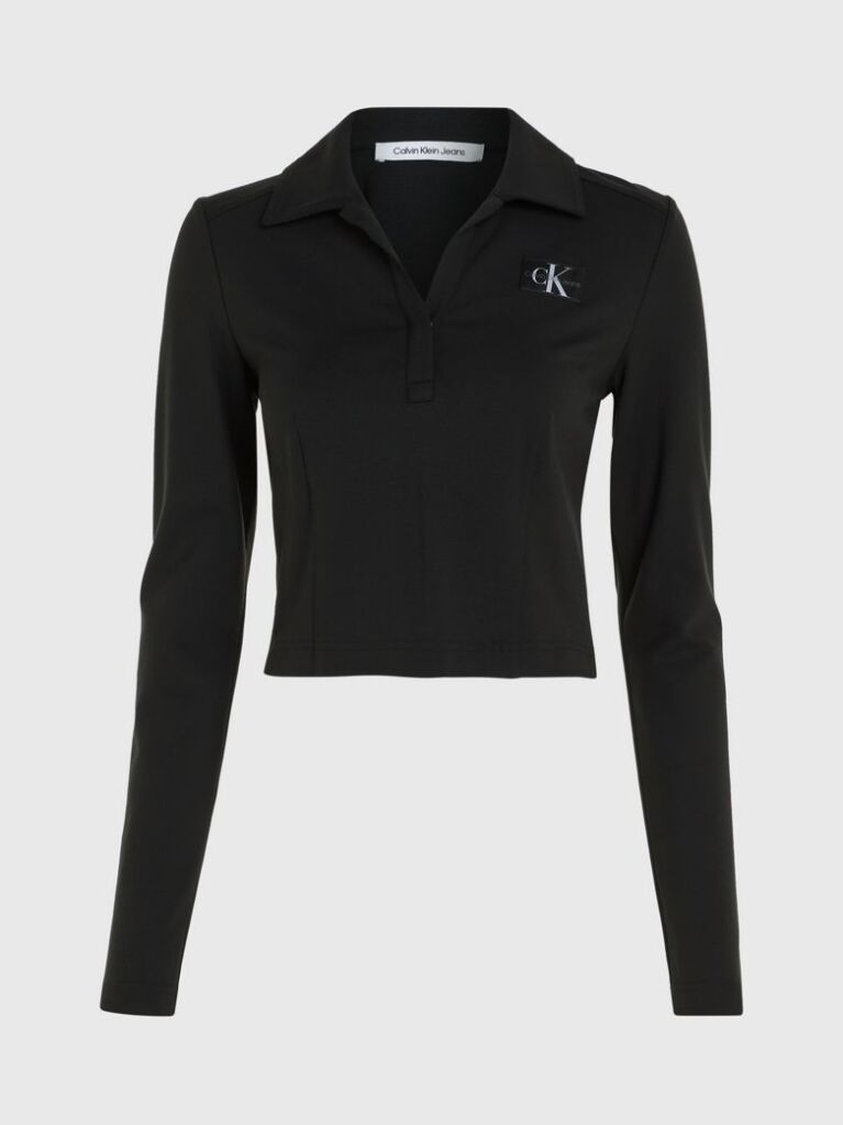 Black Slim Milano Long Sleeve Polo Shirt  Women