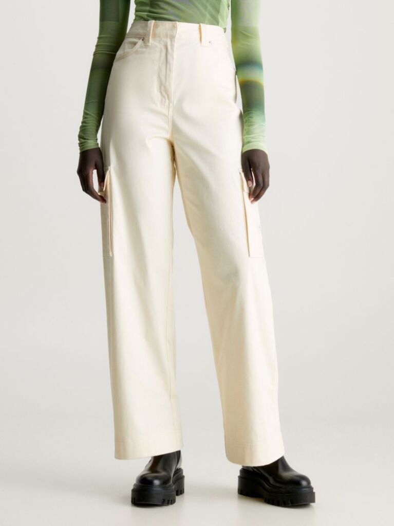 Yellow Straight Cotton Cargo Pants  Women