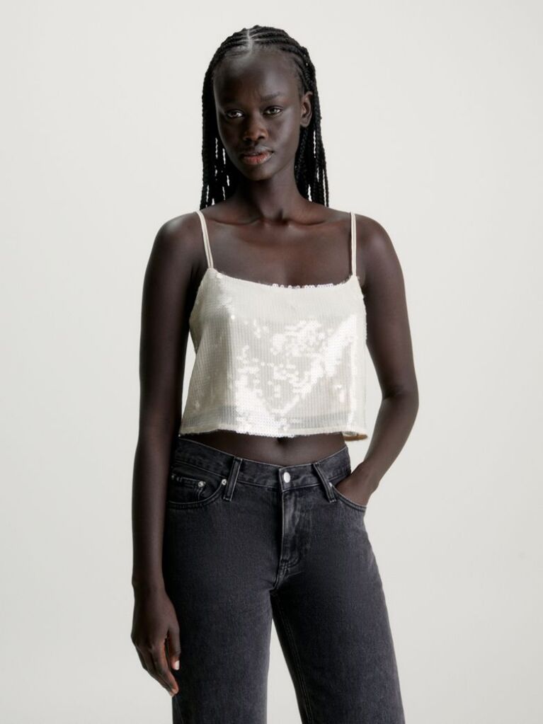 Beige Sequin Camisole Top  Women