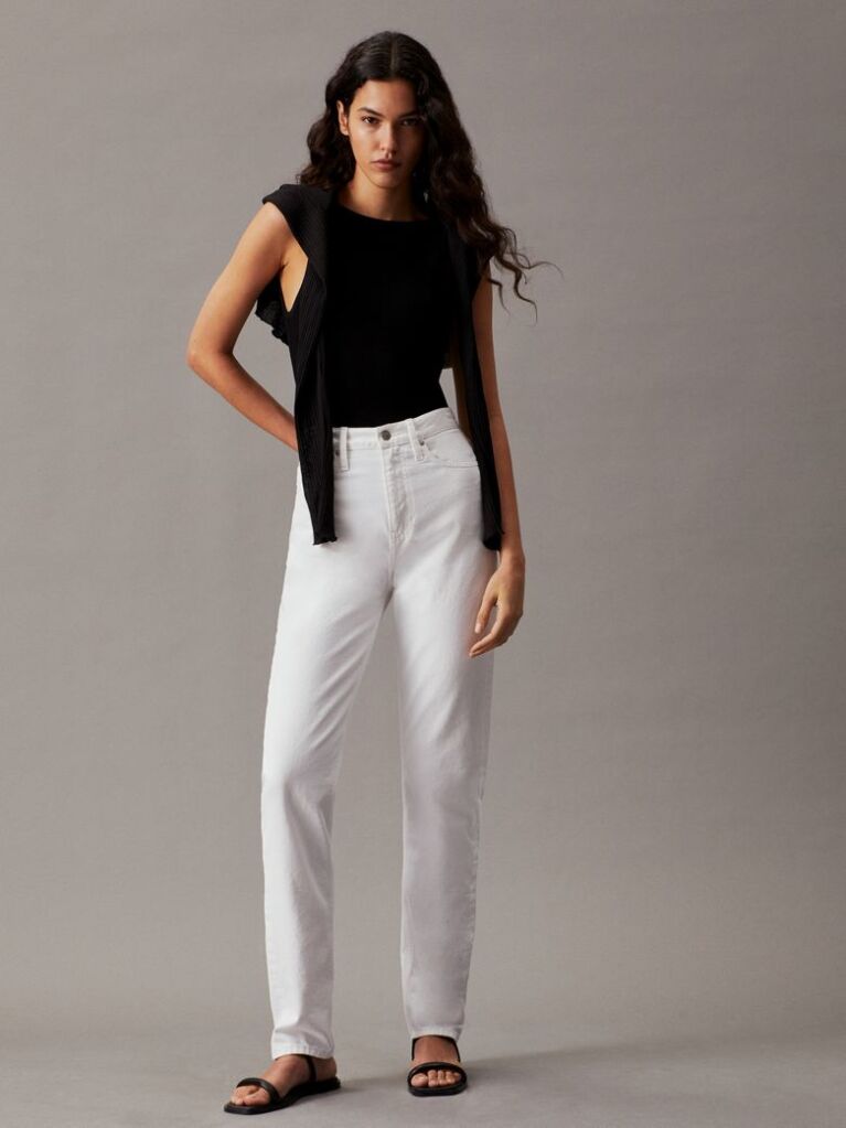 White Authentic Slim Straight Jeans  Women