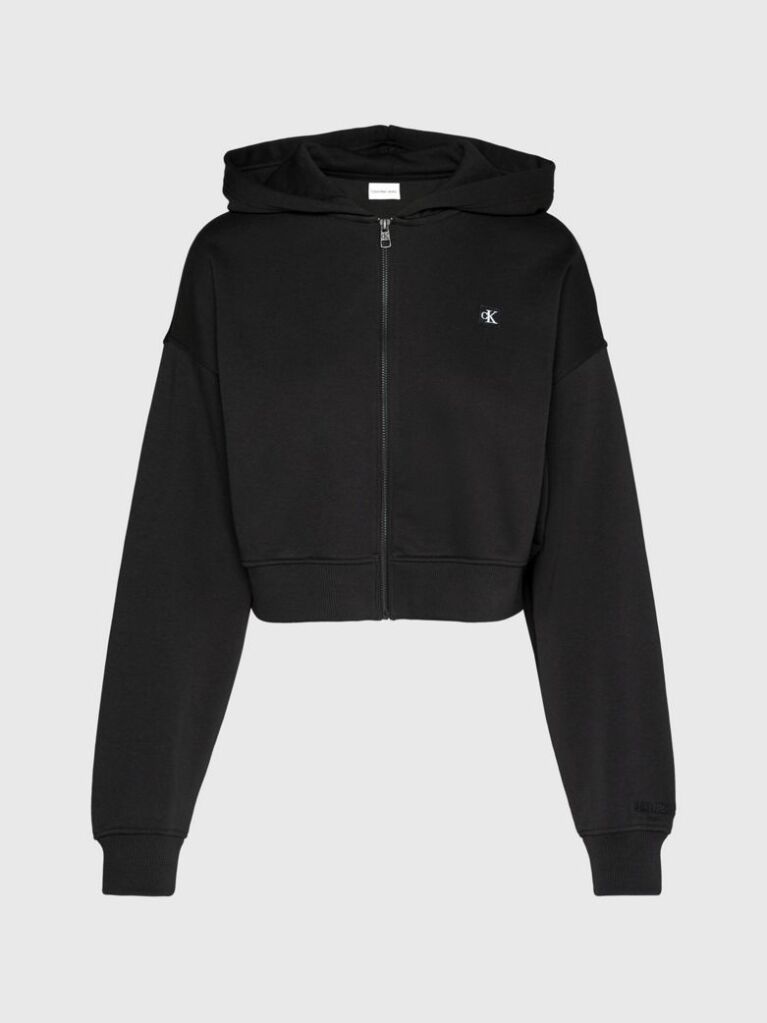 Μαύρο Cropped Hoodie Με Φερμουάρ  Γυναίκα