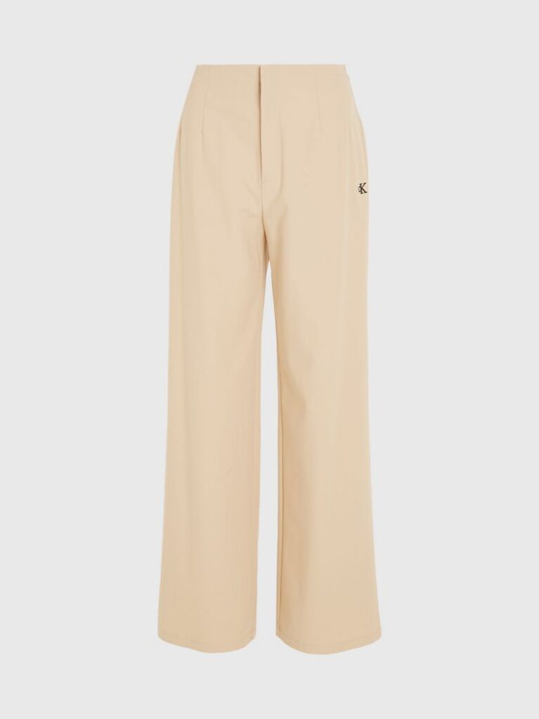 Beige Wide Leg Knit Trousers  Women