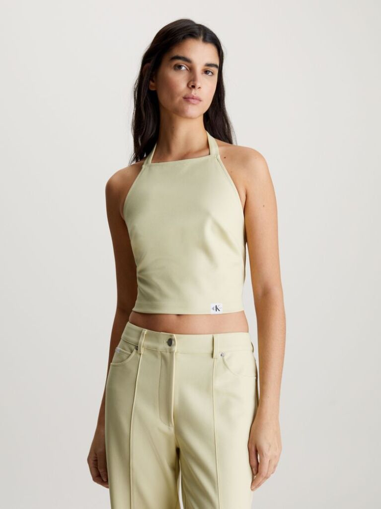 Green Coated Milano Halter Neck Top  Women
