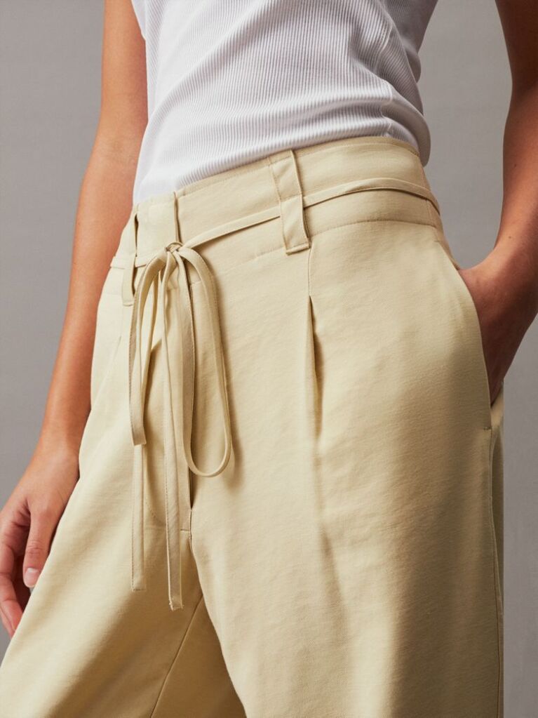 Πράσινο Tapered Παντελόνι Από Μαλακό Twill  Γυναίκα